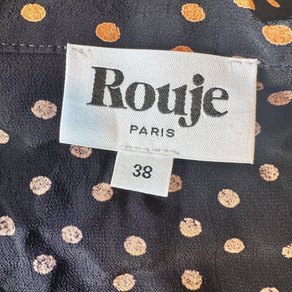 Rouje Paris Marin Midi Dress in Pois Noir Black and Ecru Polka Dots Size 38 - Picture 8 of 10